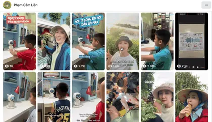Trang Facebook Phạm Cẩm Liên với loạt reels quay cùng Robot Pika